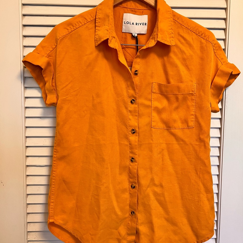 NWT LOLA RIVER Mustard Button-Up Shirt